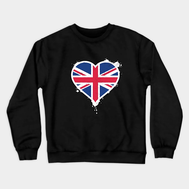 Union Jack Heart Flag Crewneck Sweatshirt by zoljo